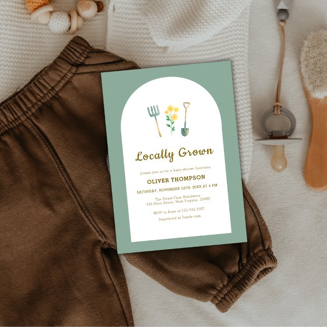 Locally Grown Floral Gardening Baby Shower  Invitation (Locally Grown Floral Gardening Baby Shower Invitation)