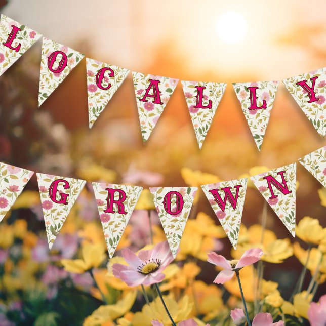 Locally Grown Floral Pattern Pink Baby Shower Bunting (Creator Uploaded)
