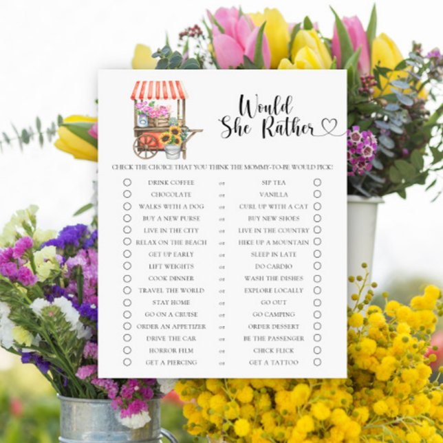 Locally grown flower Baby shower Would She Rather (Creator Uploaded)