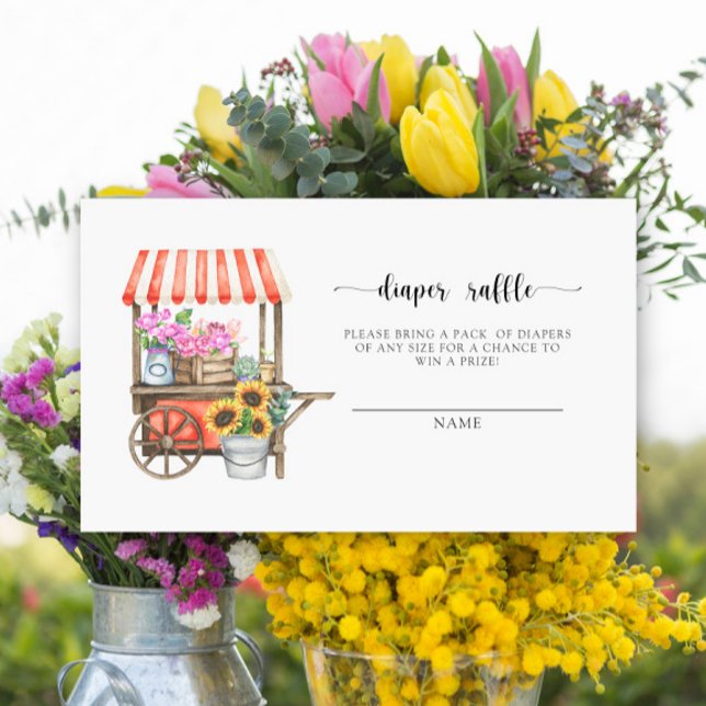 Locally grown flowers - diaper raffle ticket enclosure card (Creator Uploaded)