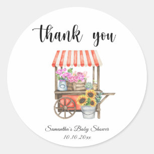 Locally Grown Flowers Farmers Market Baby Shower Classic Round Sticker