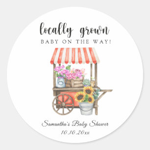 Locally Grown Flowers Farmers Market Baby Shower Classic Round Sticker