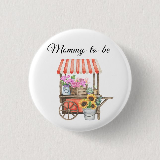 Locally Grown Flowers Farmers Market - mummy to be 3 Cm Round Badge (Front)