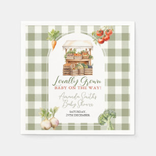 Locally Grown Fresh Market Baby Shower Gingham Napkin
