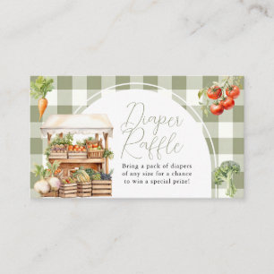 Locally Grown Fresh Market Diaper Raffle Gingham Enclosure Card
