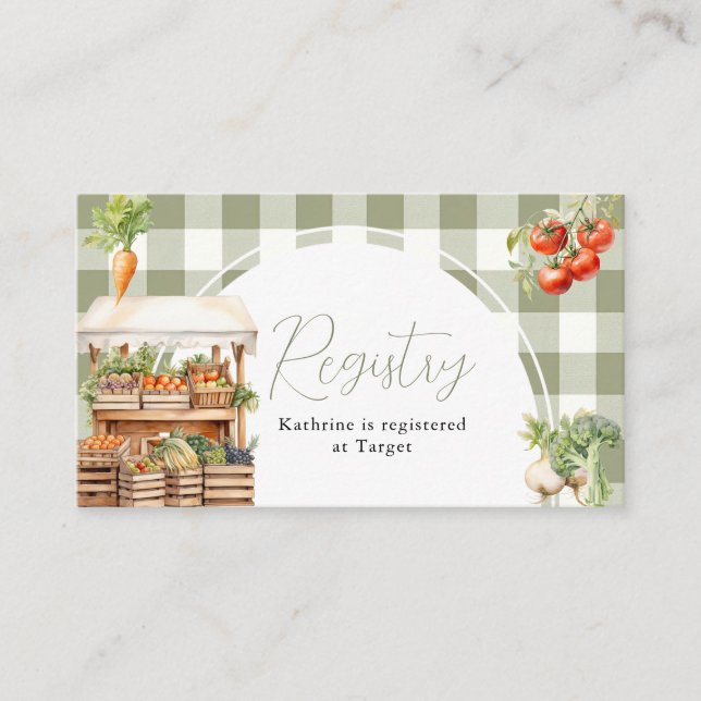 Locally Grown Fresh Market Registry Card Gingham (Front)