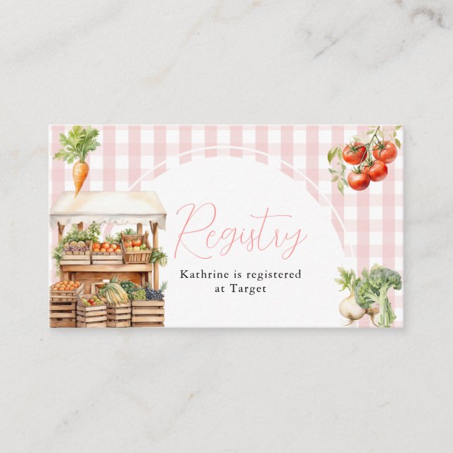 Locally Grown Fresh Market Registry Card Gingham (Front)