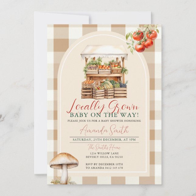 Locally Grown Fresh Market Veggie Baby Shower Invitation (Front)