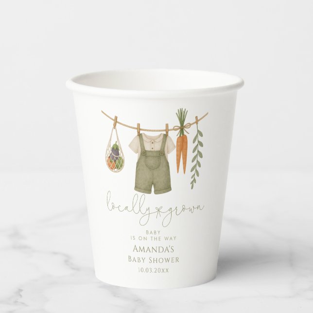 Locally Grown Gender Neutral Baby Shower  Paper Cups (Front)