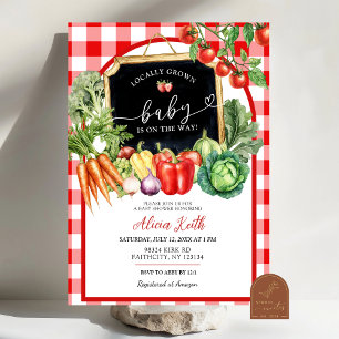 Locally Grown Gingham Baby Shower Invitation