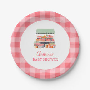 Locally Grown Gingham Baby Shower Paper Plate