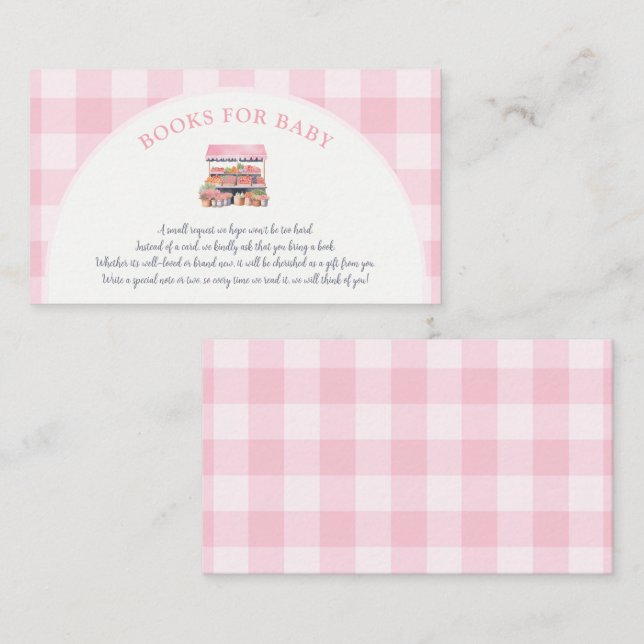 Locally Grown Girl Baby Shower Books For Baby Enclosure Card (Front/Back)
