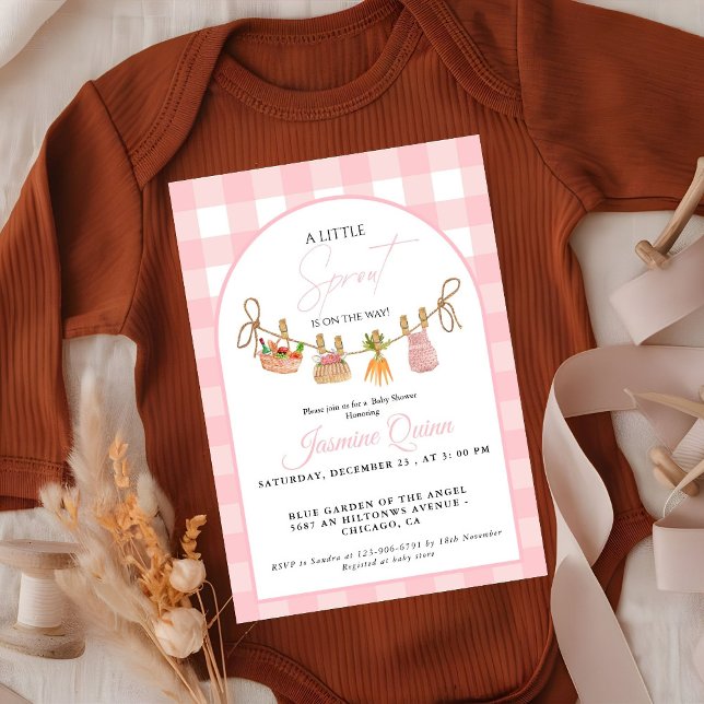Locally grown Girl baby shower little sprout  Invitation (Creator Uploaded)