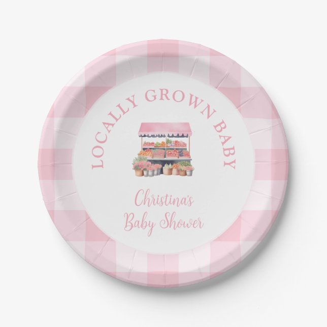Locally Grown Girl Baby Shower Paper Plate (Front)