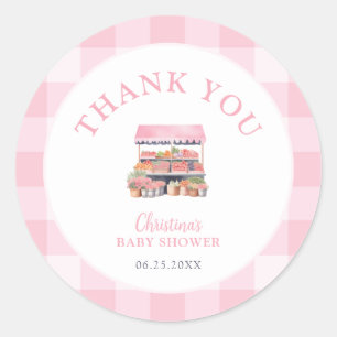Locally Grown Girl Baby Shower Thank You Classic Round Sticker