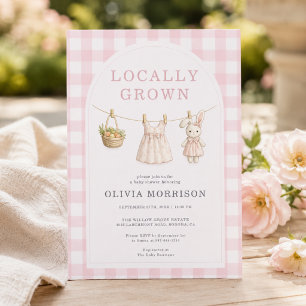 Locally Grown Girl Pink Baby Shower Invitation