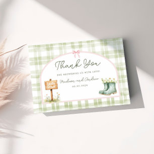Locally Grown Girl Sage Green Gingham Thank You Enclosure Card