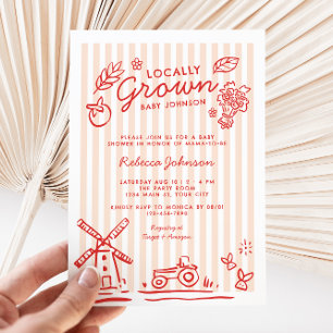 Locally Grown Girls Baby Shower Invitation