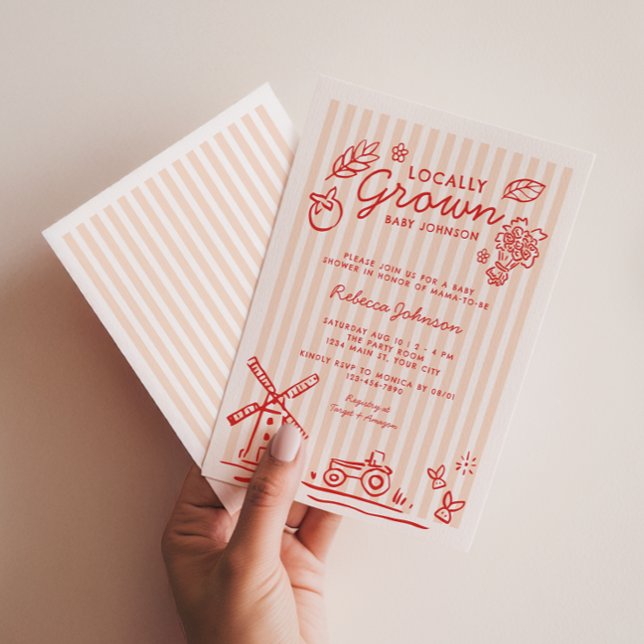 Locally Grown Girls Baby Shower Invitation (Locally Grown Girls Baby Shower Invite)