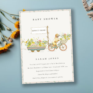 Locally Grown Golden Retriever Floral Baby Shower Invitation