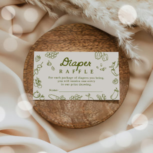 Locally Grown Hand Drawn Baby Shower Diaper Raffle Enclosure Card