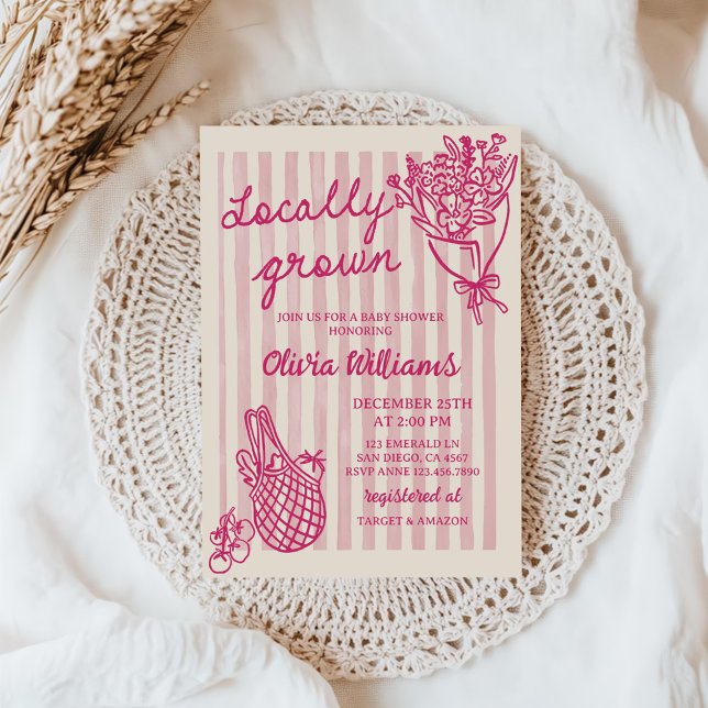 Locally Grown Hand Drawn Baby Shower Invitation (Creator Uploaded)