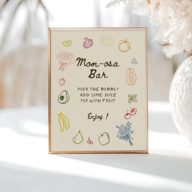 Locally Grown Hand Drawn Baby Shower Mum-osa Bar Poster (Creator Uploaded)
