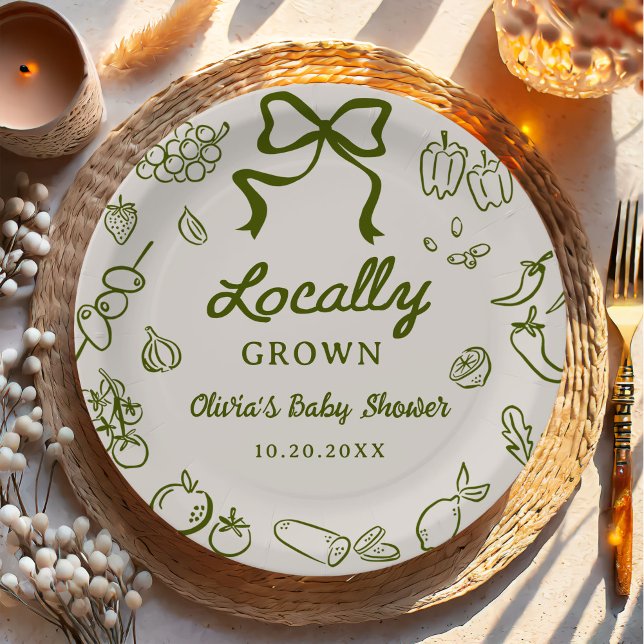 Locally Grown Hand Drawn Baby Shower Paper Plate (Creator Uploaded)