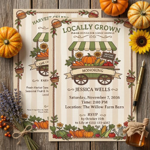 Locally Grown Harvest Farmers Market Baby Shower Invitation