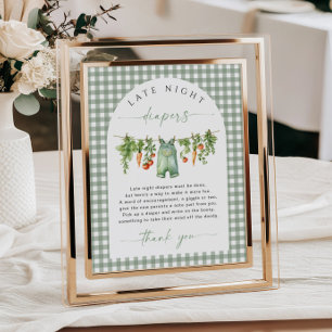 Locally Grown Late Night Diapers Baby Shower Game Poster
