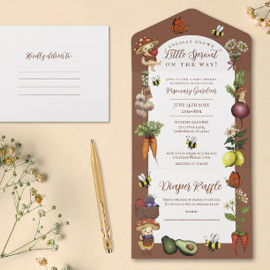 Locally Grown Little Sprout Summer Baby Shower All In One Invitation