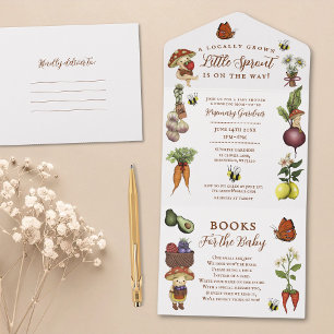 Locally Grown Little Sprout Summer Baby Shower  All In One Invitation