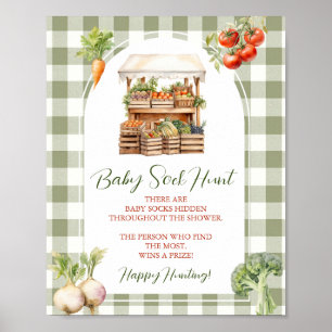 Locally Grown Market Baby Shower Baby Sock Hunt Poster