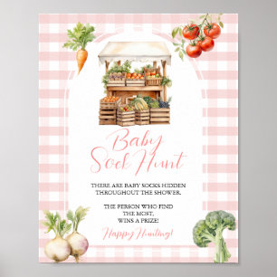 Locally Grown Market Baby Shower Baby Sock Hunt Poster