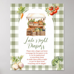 Locally Grown Market Baby Shower Late Night Diaper Poster