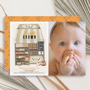 Locally Grown Market Fall Photo 1st Birthday Invitation