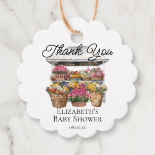 Locally Grown Market Floral Shop Girl Baby Shower Favour Tags