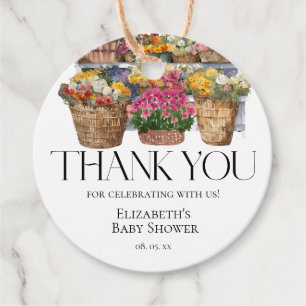 Locally Grown Market Floral Shop Girl Baby Shower  Favour Tags