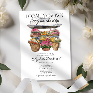 Locally Grown Market Floral Shop Girl Baby Shower  Invitation