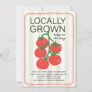Locally Grown Market Tomato Neutral Baby Shower Invitation