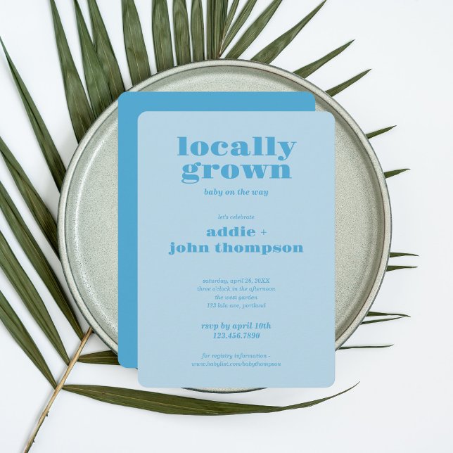 Locally Grown Modern Invitation | Colorblock BLUE (Creator Uploaded)