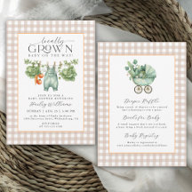Locally Grown Neutral Beige Gingham Baby Shower