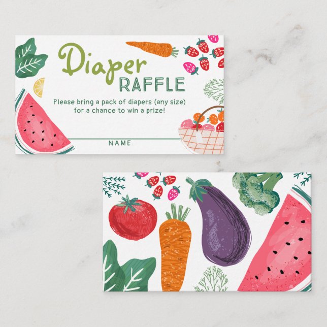 Locally Grown Organic Baby Shower Diaper Raffle Enclosure Card (Front/Back)