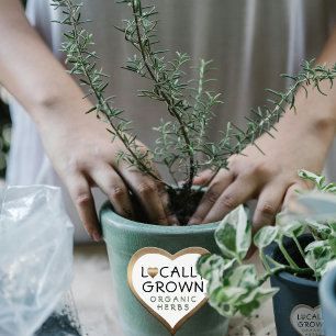 Locally Grown Organic Herbs Bronze Heart Heart Sticker