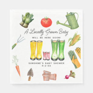 Locally Grown Pink Boots Vegetable Baby Shower Napkin