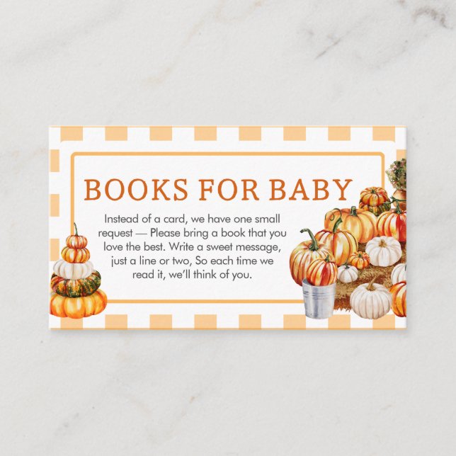 Locally Grown Pumpkin Baby Shower Books for Baby Enclosure Card (Front)