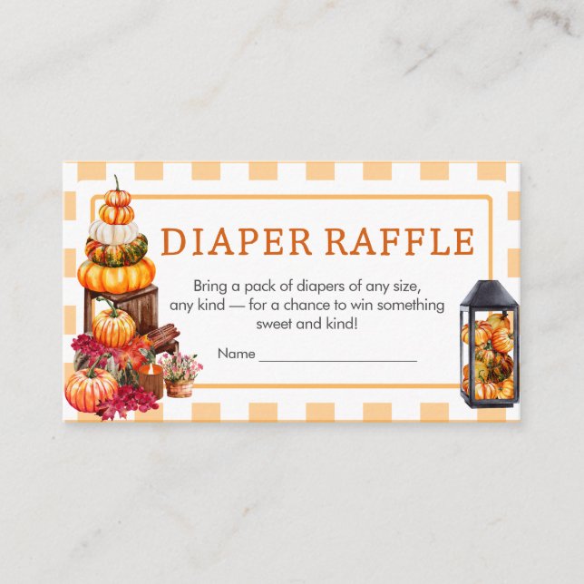 Locally Grown Pumpkin Baby Shower Diaper Raffle Enclosure Card (Front)