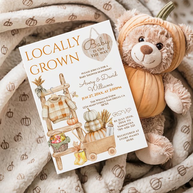 Locally Grown Pumpkin Farm Market Fall Baby Shower Invitation (Creator Uploaded)