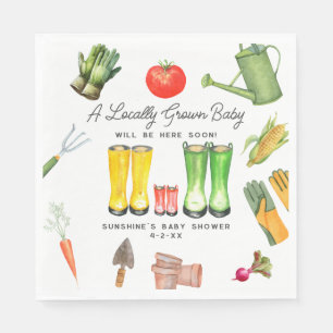 Locally Grown Red Boots Vegetable Baby Shower Napkin