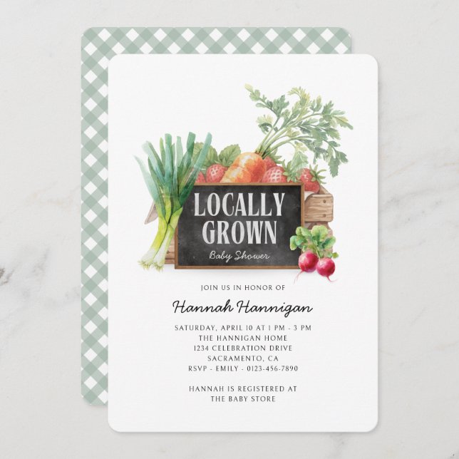 Locally Grown Rustic Farmer's Market Baby Shower Invitation (Front/Back)